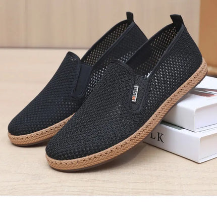 2025 Summer Men's Old Beijing Net Mesh Slip-on Casual Shoes Comfortable and Breathable Anti-slip Outsole Free Men's Shoes