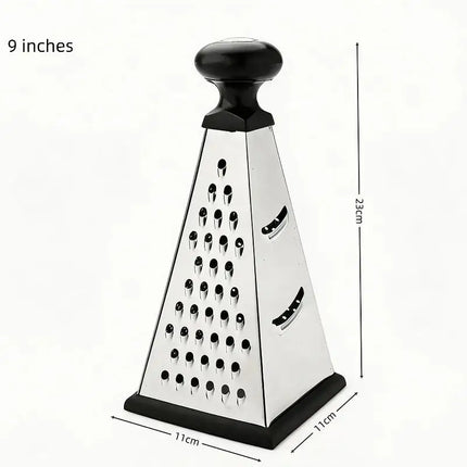 Stainless Steel 4 Sided Pyramid Grater With Non Slip Handle Perfect For Home Kitchen Shred Cheese Vegetables Potato Carrot