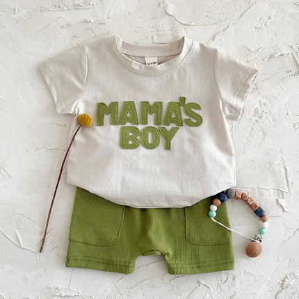 2Pcs/set Summer New Baby Boys Clothing Casual Newborn Set Cute letter patch Short sleeved Shirt+Shorts Fashionable Baby Set