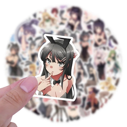 10/60PCS Anime Bunny Girl Creative Stickers Cartoon DIY Guitar Helmet Motorcycle Beauty Stickers Waterproof Graffiti Stickers
