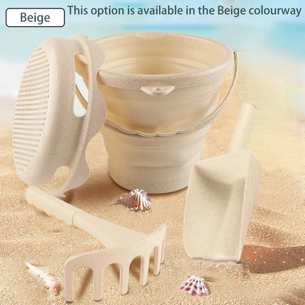 4 in 1 New Style 4 Piece Beach Toy Set Collapsible Bucket, Shovel and Rake Easy to Carry and Catch the Sea Bucket Toys.2025