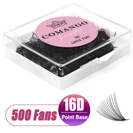 CoMango 500Fans Promade Fans Eyelashes Extension Bulk 3/6/7/10/12/14/16D  Pointy Stem 0.05/0.07 C/D Curl  Premade Volume Fans