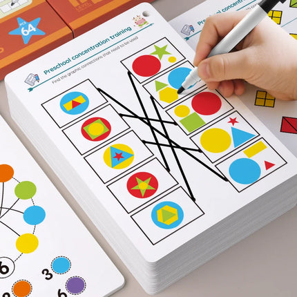 Children Montessori Drawing Toys Pen Control Training Color Shape Math Match Game Set Toddler Learning Educational Toys for Kids