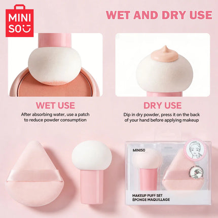 MINISO Soft Skin Friendly Easy Foundation Powder Puff Set Foundation Pad Powder Sponge Face Concealer Applicator Makeup Tool