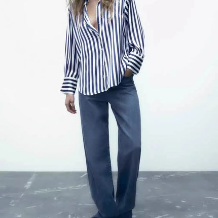 Classic Silk Satin Feel Shirt New Spring Collection Long Sleeve Polyester Fabric Women's Premium Fashion Regular Length