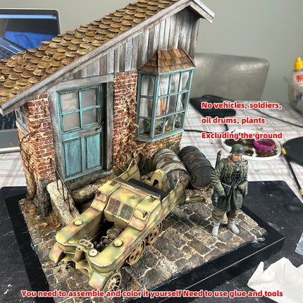Assembly Architectural Building Single-Family Home Bungalow Rural Housing House Diorama Miniature Scale Model Kit 1/16