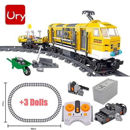 Technical Electric Train Sets City Cargo Steam Railway Engineering Tracks Motor RC Car Building Blocks Toys for Gifts