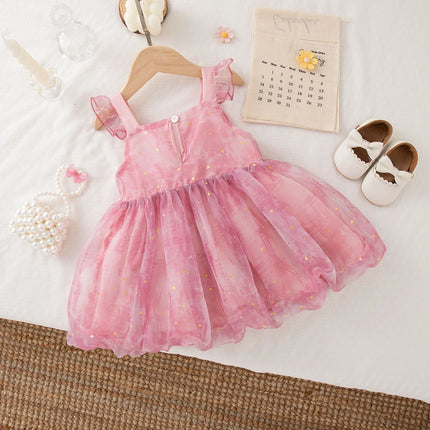 9 Months -4 Years Old Princess Style Baby Girl Dress, Summer New Sweet Bow Children'S Clothing Suitable For Birthday Parties