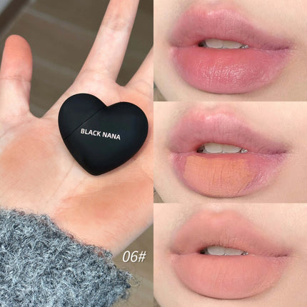 Mini Black Silver Heart Velvet Matte Lipstick Lip Mud Lip Gloss Nude Waterproof Lasting Lip Tint Cosmetic Makeup