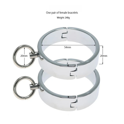 1 Pair Stainless Steel Handcuffs Metal Anklet Foot Cuffs Erotic SM Bondage Adult Game Couple Slave Restraint Sex Toys Men Women