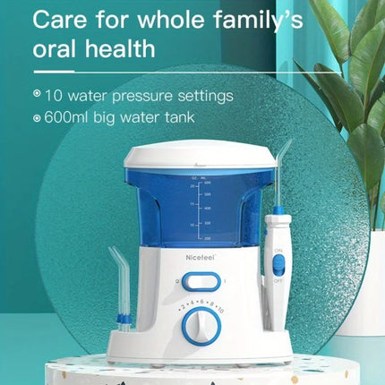 600ml Water Flosser for Braces 10 Pressure Settings LED Display Screen 7 Tips IPX4 Home Oral Irrigator 180 s Clean