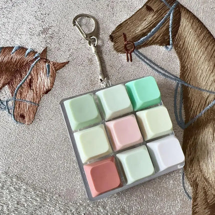 Keyboard Keycap Fidget Keychain Macaron Crystal Clicker Toy Stress Relief Fingertip Gadget,Decompression Keys Button for Adult