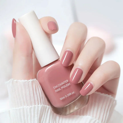 10ml Pink Water-based Nail Polish Long Lasting Tearable Quick Dry No Bake Semi-permanent Varnish DIY Fashion Manicure 6 Color