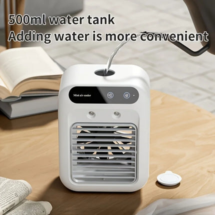 USB Rechargeable Mini Air Conditioner Fan - Portable Desk Cooling Device with Lithium Battery, Wireless, And USB Charging for Ho