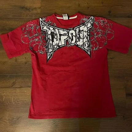 American 2000s Street Affliction New Men Tops Gothic Retro Printed Oversize T-shirt couple Hip Hop Harajuku Punk Short Sleeves