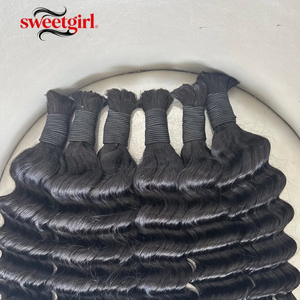 Human Braiding Hair For Boho Braids Deep Wave Human Hair For Boho Braids Curly Braiding Hair 12-30 Inch Remy Hair Brazilian 12A
