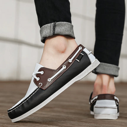 Men's Trendy Apron Toe Loafer Shoes, Slip On Comfy Non Slip For Outdoor Walking Traveling, Spring And Summer