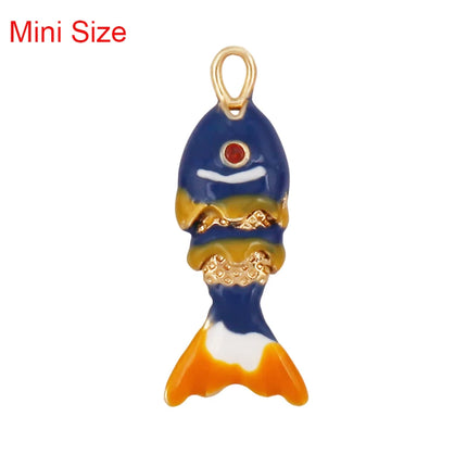 Enamel Fish Bone Squid Marine Sea Dalphin Charm Pendant,18K Real Gold Silver Plated Zircon Jewelry Finding Supplies S87 S75