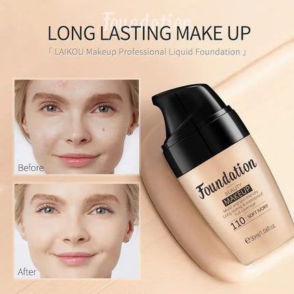 30ml Liquid Foundation Waterproof Makeup High Coverage Concealer Long-lasting Cover Dark Circle Brighten Matte BB Cream Cosmetic