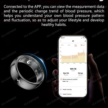 New ECG Smart Ring Heart Rate Blood Pressure Oxygen Body Temperature Sleep Monitoring Rings Waterproof Fitness Sports smartring