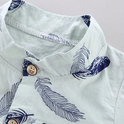 0-3 year old baby summer feather printed shirt short sleeved shorts set with fashionable cartoon random printing 2-piece set wit