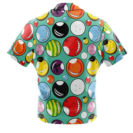 Koro-sensei Expressions Assassination Classroom Button Hawaiian Shirt All-match Casual Sports Summer Men