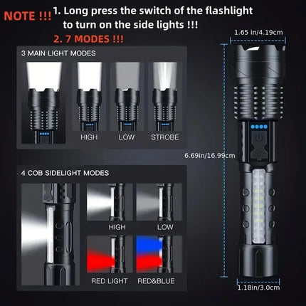 Powerful P50 Led Flashlights 2000LM Ultra Bright Tactical Light Emergency Spotlights Telescopic Zoom Light Builtin 18650 Battery