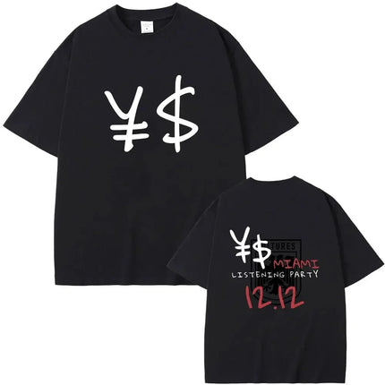 Rapper Kanye West New Music Album Vultures Graphic T-Shirts Men Women Hip Hop Street Fashion Oversized Tees Pure Cotton Tops