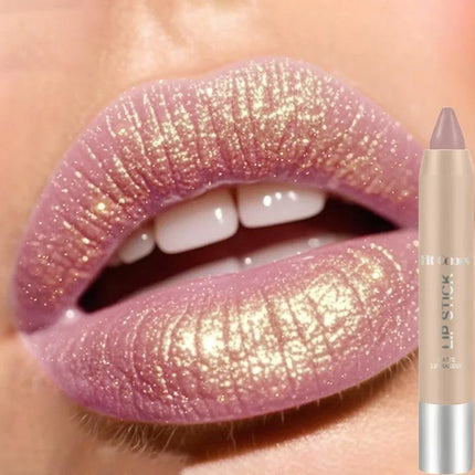 Glitter Pearlescent Crayon Lipstick Quicksand Golden Shining Non-stick Cup Shiny Lip Tint Fine Shimmer Lip Liner Stick Makeup