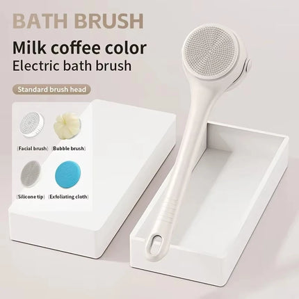 4in1 Electric Silicone Bath Brush，Soft Deep Cleaning Exfoliating Electric Bath Brush for Bathroom Skin Care Daily Use