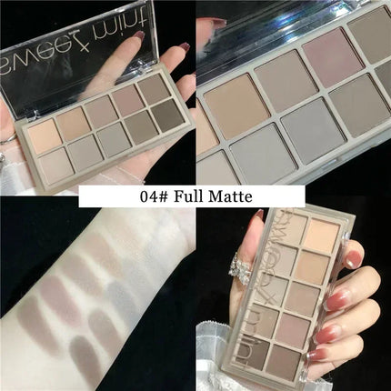 10 Colors Eye Shadow Palette Glitter Pearly Eyeshadow Nude Shiny Long Lasting Waterproof Charming Eyes Make Up Palette Cosmetics