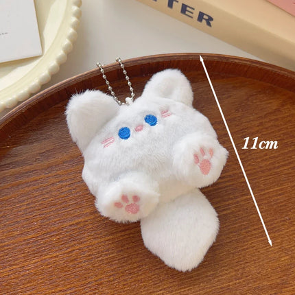 1-4pcs Cute Plush Small Cat Doll Keychain for Couple Soft Cotton Stuffed Animal Keyring Backpack Pendant Decoration Student Gift