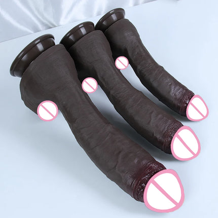 Five Sizes Realistic Dildo Huge Penis Coffee Phallus Long Soft Silicone Suction Cup Anal Sex Toys For Women Vagina Masturbator