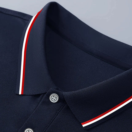Men's long-sleeved polo shirt with embroidered spring and autumn casual polo shirt
