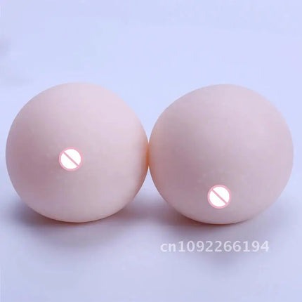 12*11cm Soft Big Female Ball Men Sex Toys Portable 3D Male Box Rubber Adult Breast Masturbation Nipple Touch Massager Mold With