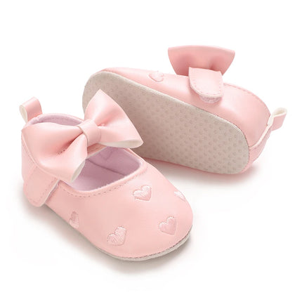 Spring and Autumn Embroidered Peach Heart Step Bow-knot Baby Shoes 0-1 Year Old Hand held Male and Female Baby Soft Bottom
