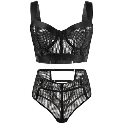 2026 Hot Sale Lace Lingerie Women Hollow Out Two Piece Lingerie Set Mesh Lady Lingerie Underwear
