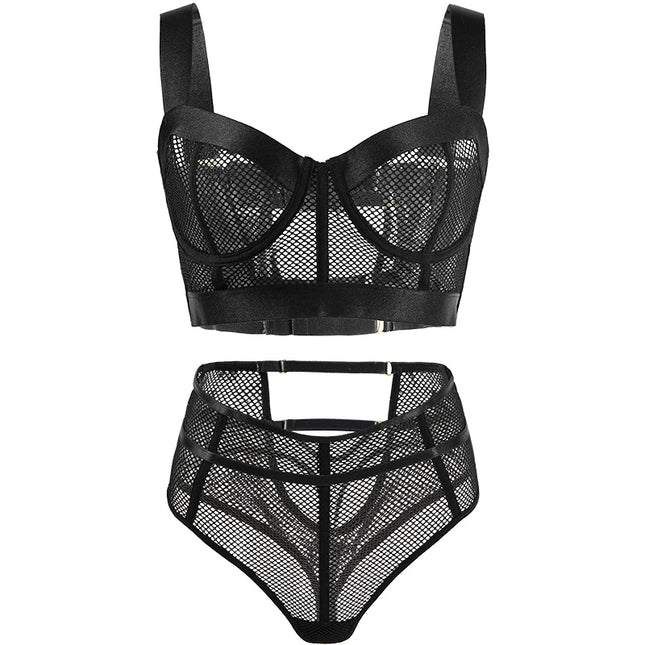 2026 Hot Sale Lace Lingerie Women Hollow Out Two Piece Lingerie Set Mesh Lady Lingerie Underwear