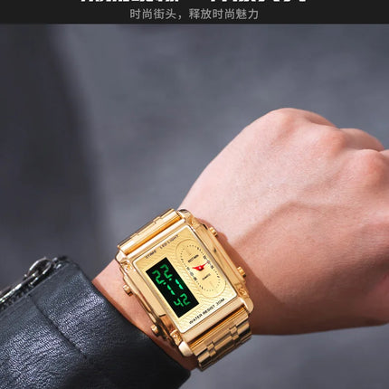 Men Wrist Watches Top Brand Luxury Relogio Masculino Stainless Steel Band Watch For Male Clock Men Dual Display Wrist Watch