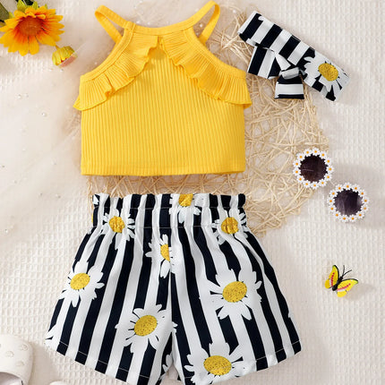 0-2 Year Old Newborn Baby Summer Digital Printed Bow Decoration Casual Daily Wear Headscarf Baby Clothes