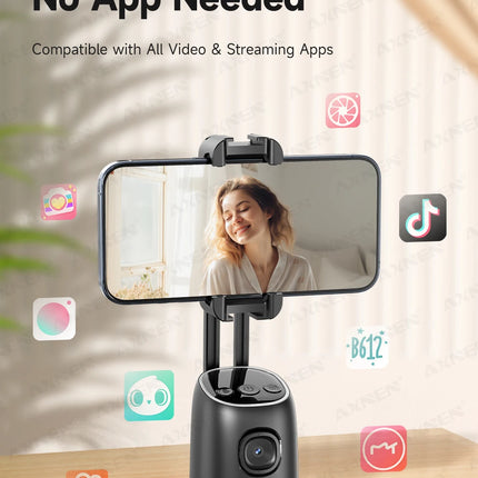 AI Auto-Tracking Phone Gimbal 360° Rotating Face Tracking Stabilizer Portable Desktop Holder for Live Streaming & Photo Shooting