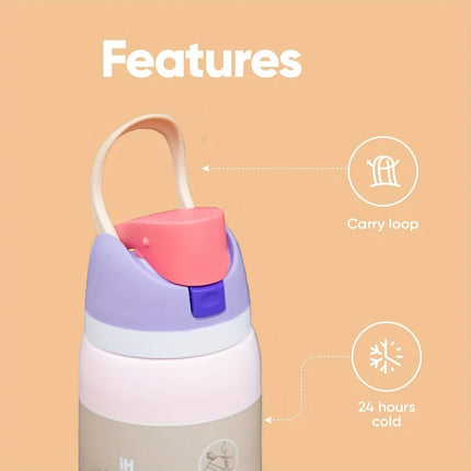 New Iced Bottle Water Bottle Stainless Steel Thermos Cup Cold Straw Iced Coffee Mug Sports Kidsren's Water Cup 24Oz