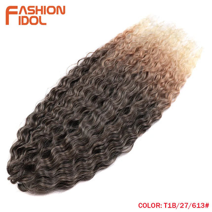 FASHION IDOL 22 Inch 300g 3PCS Ariel Curl Hair Water Wave Twist Crochet Hair Synthetic Ombre Brown Fiber Braiding Hair Extension
