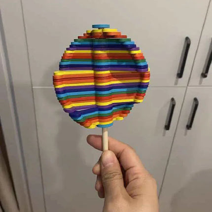 Wooden Rotating Lollipop Fibonacci Sequence Art Creative Idea Stress Relief Office Home Novelty Gadget for Adults Kids