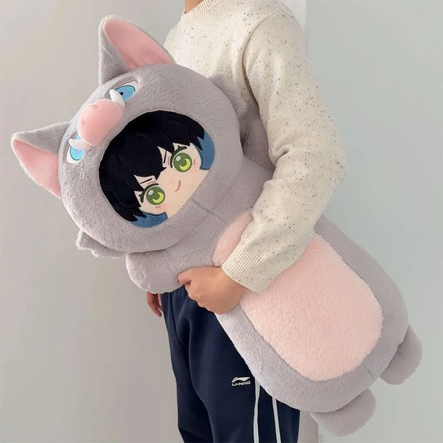 Kawaii Long Giant Animal Plush Throw Pillow Pig Cosplay Hashibira Inosuke Doll Soft Hugging Body Pillow Home Decor Accompany Sleep