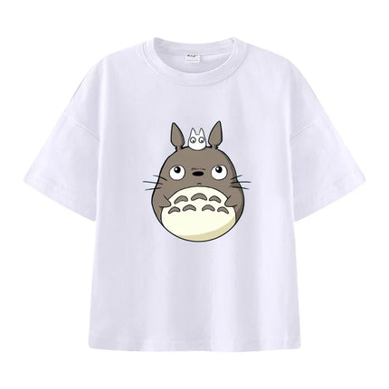 Summer Cartoon Miyazaki Totoro Print Children's Cotton T-shirt Short-sleeve Street Fashion Girls Clothes Cute Funny Kid Tees Top