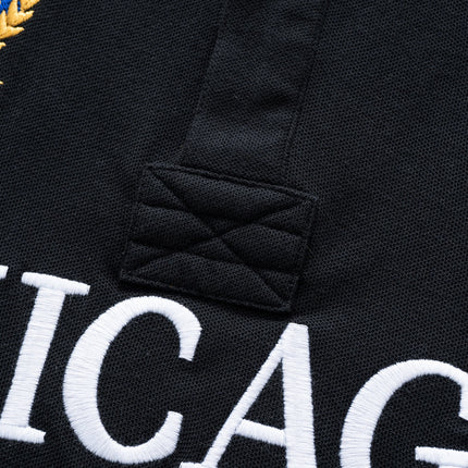 Men's polo shirt USA Chicago short sleeve Royal leisure sports party cotton embroidered with slit contrast color original