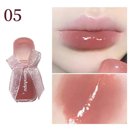 Sweet Lip Gloss Jelly Lip Glaze Moisturizing Lip Tint Mirror Waterproof Non-stick Cup Solid Makeup LipOil Lipstick Cosmetic