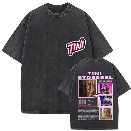 Singer Tini Stoessel Futtura Album 2025 Graphic T Shirts Men Women Fashion Casual Washed Vintage T-shirt Fans Gift Streetwear