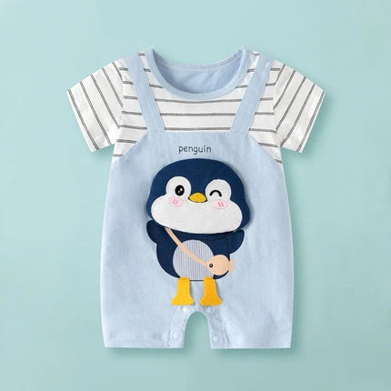 Somenie Newborn Baby Summer Onesie Cotton Boys  Boys Girls Cute Cartoon Short Sleeve Bodysuit Newborn Soft Breathable Jumpsuit